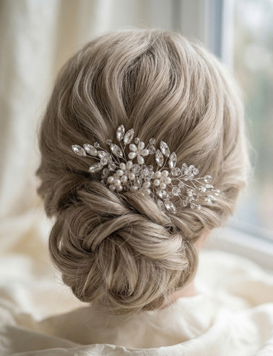 Braut haarkamm silber - haarkamm, mit