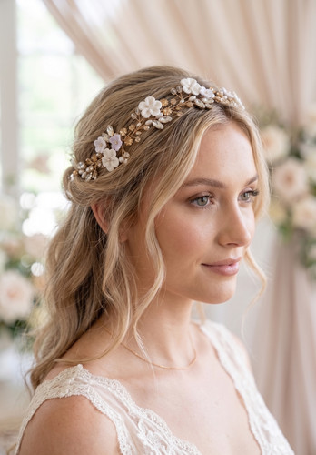 Braut haarranke gold blumen - braut,